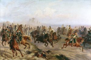 Преследование конногвардейцами французских конных егерей под Полоцком 6 августа 1812 года. Чирка Ф.А., 1890 г.